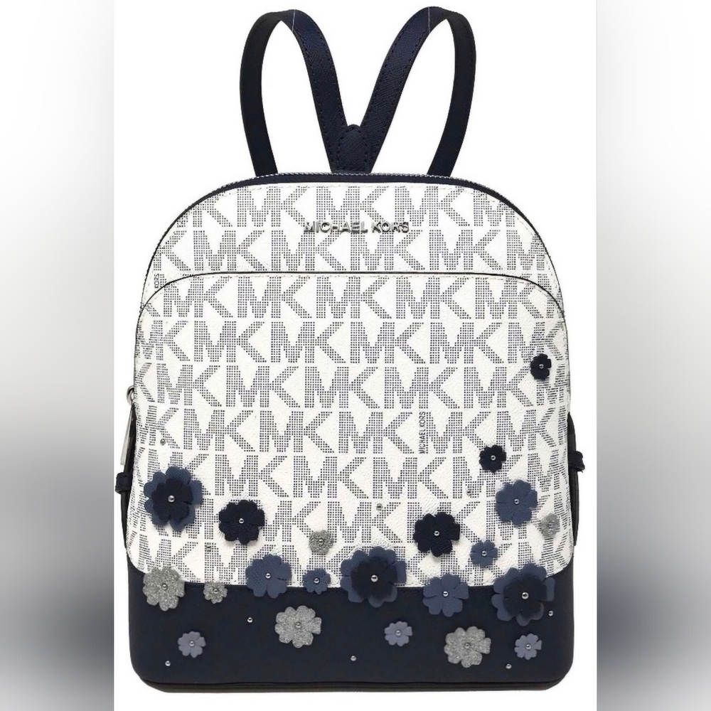 Michael Kors Navy and Gray Floral Backpack